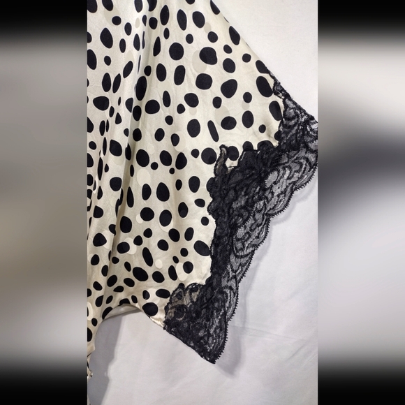 Vintage Natori Animal Print Silk Robe Women's P Ivory Black Retro 90s Y2K Slip - Picture 3 of 8